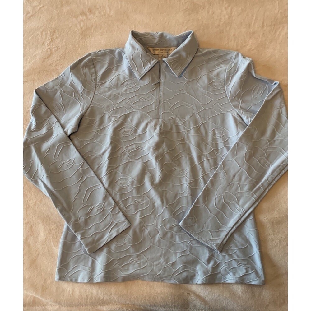 Petite Sophisticate l/s top, light blue, size Petite